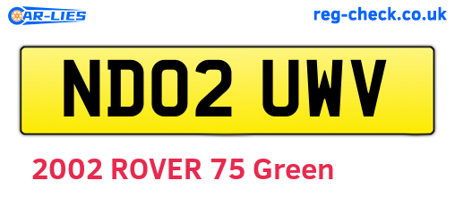 ND02UWV are the vehicle registration plates.