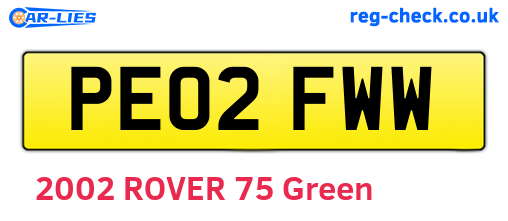 PE02FWW are the vehicle registration plates.