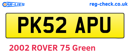 PK52APU are the vehicle registration plates.