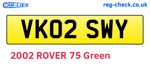 VK02SWY are the vehicle registration plates.