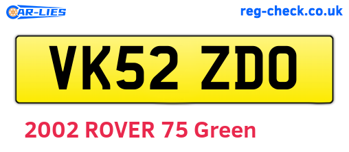 VK52ZDO are the vehicle registration plates.