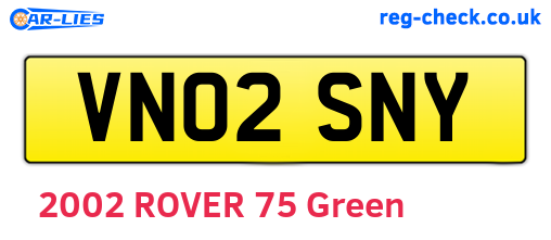 VN02SNY are the vehicle registration plates.
