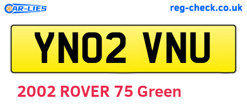 YN02VNU are the vehicle registration plates.