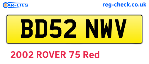 BD52NWV are the vehicle registration plates.