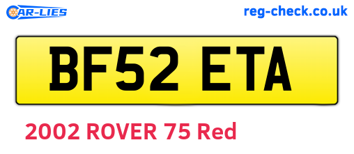 BF52ETA are the vehicle registration plates.