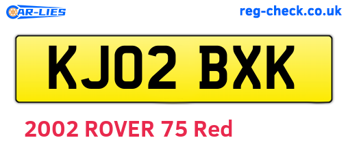 KJ02BXK are the vehicle registration plates.
