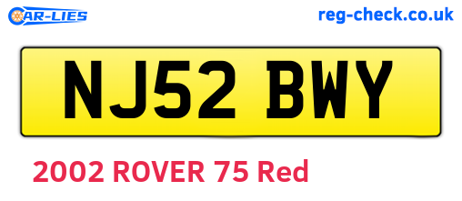 NJ52BWY are the vehicle registration plates.