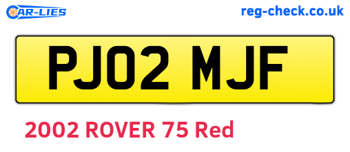PJ02MJF are the vehicle registration plates.