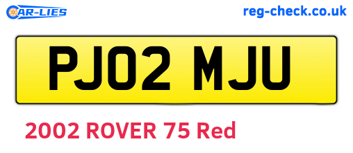 PJ02MJU are the vehicle registration plates.