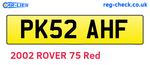PK52AHF are the vehicle registration plates.