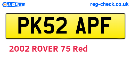 PK52APF are the vehicle registration plates.