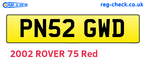 PN52GWD are the vehicle registration plates.