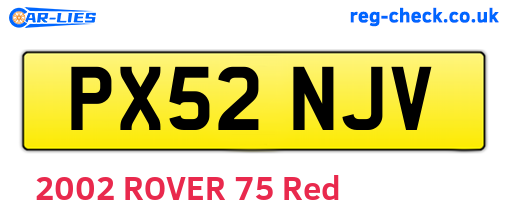 PX52NJV are the vehicle registration plates.
