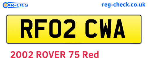RF02CWA are the vehicle registration plates.