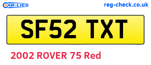 SF52TXT are the vehicle registration plates.