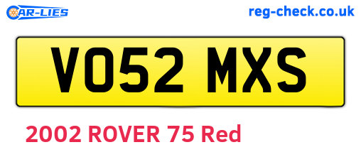 VO52MXS are the vehicle registration plates.