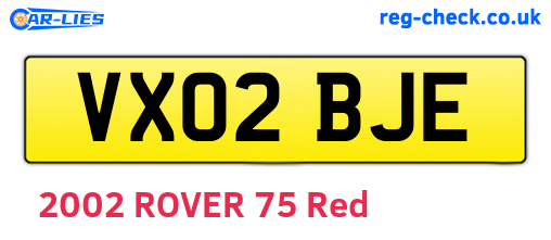 VX02BJE are the vehicle registration plates.