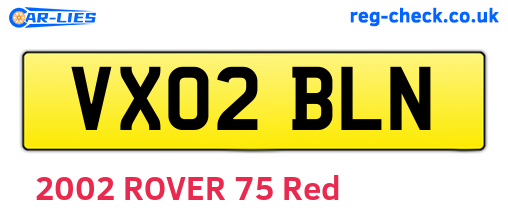 VX02BLN are the vehicle registration plates.