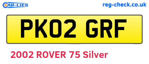 PK02GRF are the vehicle registration plates.