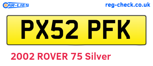 PX52PFK are the vehicle registration plates.
