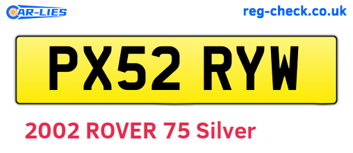 PX52RYW are the vehicle registration plates.
