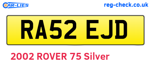 RA52EJD are the vehicle registration plates.