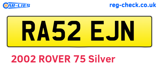 RA52EJN are the vehicle registration plates.