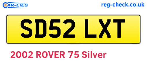 SD52LXT are the vehicle registration plates.