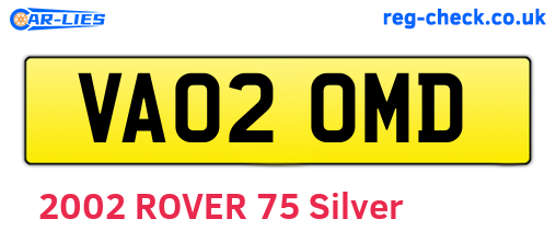 VA02OMD are the vehicle registration plates.