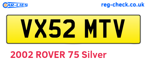 VX52MTV are the vehicle registration plates.