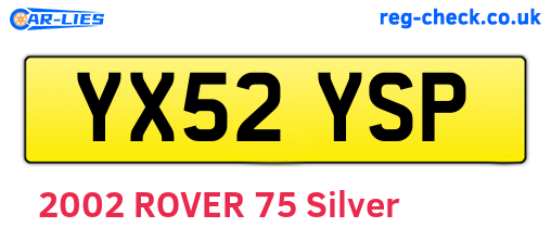 YX52YSP are the vehicle registration plates.