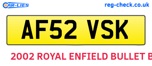 AF52VSK are the vehicle registration plates.