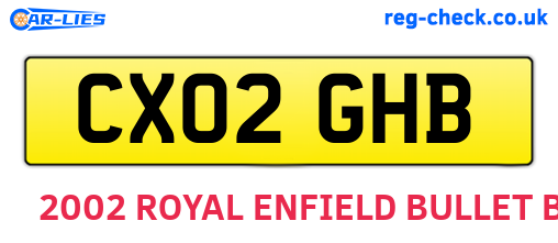 CX02GHB are the vehicle registration plates.