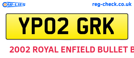 YP02GRK are the vehicle registration plates.