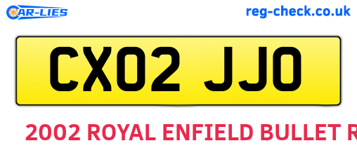 CX02JJO are the vehicle registration plates.