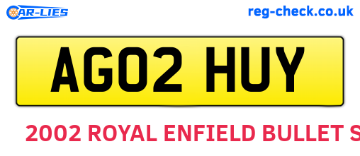 AG02HUY are the vehicle registration plates.