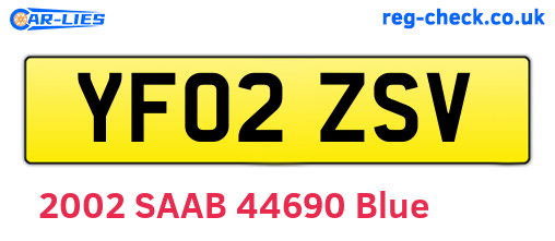 YF02ZSV are the vehicle registration plates.