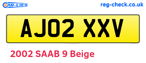 AJ02XXV are the vehicle registration plates.