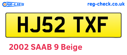 HJ52TXF are the vehicle registration plates.