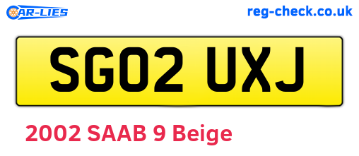 SG02UXJ are the vehicle registration plates.