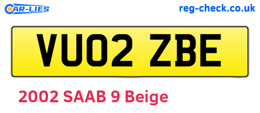 VU02ZBE are the vehicle registration plates.