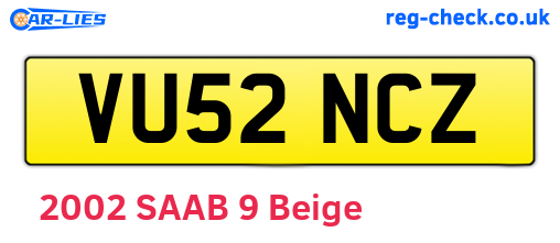 VU52NCZ are the vehicle registration plates.