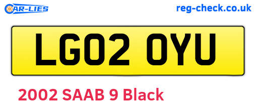 LG02OYU are the vehicle registration plates.