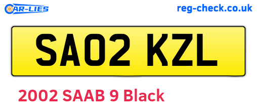 SA02KZL are the vehicle registration plates.