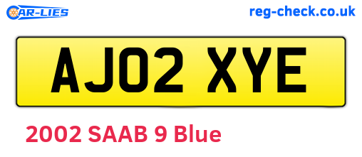 AJ02XYE are the vehicle registration plates.