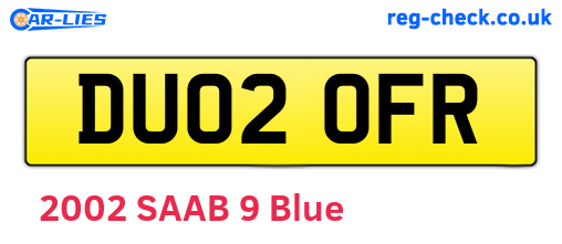 DU02OFR are the vehicle registration plates.