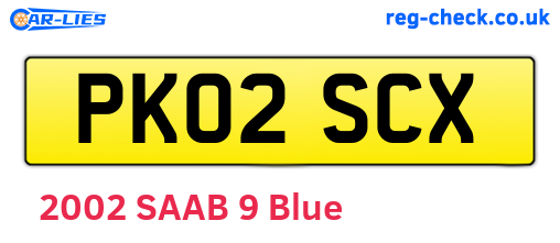 PK02SCX are the vehicle registration plates.