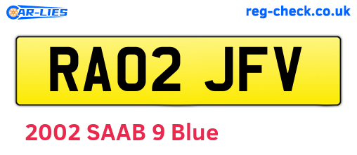 RA02JFV are the vehicle registration plates.