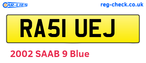 RA51UEJ are the vehicle registration plates.