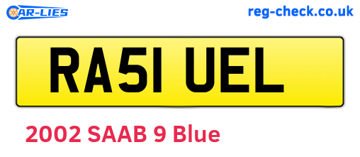RA51UEL are the vehicle registration plates.